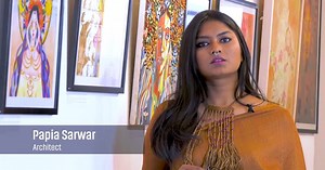 Hear from the artist Papia Sarwar Dithi Us Women 2020 Exhibition | EMK Center EMK Center is organizing a female-artists-only exhibition that will feature artworks of over 30 young aspiring female artists of the country. Through an open call for submission, EMK center garnered over 385 artworks from around 200 participants, which were then carefully shortlisted by expert artists. The selected artworks are all based on a woman's point of view on issues that affect her gender. The exhibition titled