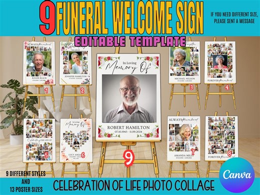 Editable Funeral Welcome Sign Template, Celebration of Life (digital Download) - Etsy
