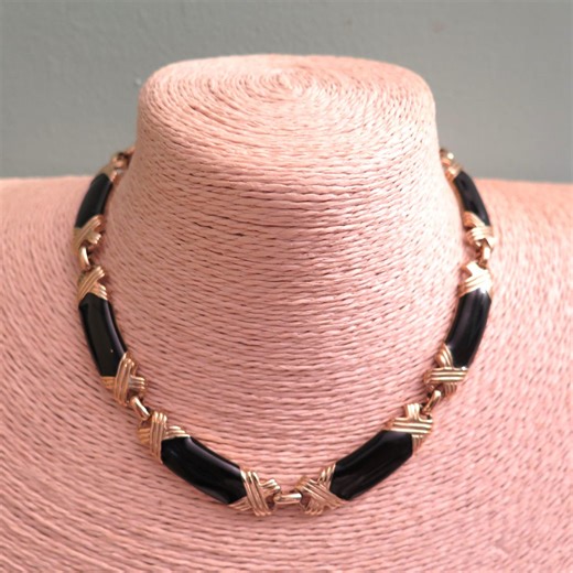 Vintage Monet Necklace, Gold and Black With a Decorative Insert to Adjust the Length, C.1980s, Classic Monet Necklace, Ideal Gift for Her - Etsy UK