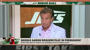 Bart Scott says the New York Jets should focus on "not putting the franchise at risk" to get Aaron Rodgers reps in the NFL preseason ✍️ | ESPN First Take