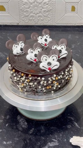 Chocolate Mickey Theme Cake Super Cute Cartoon Cake Design Easy Birthday Cake #youtubeshorts #yt