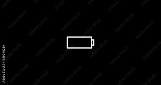 Animation Low Battery Icon On Black Background Red Warning Power Indicator Symbol For Devices