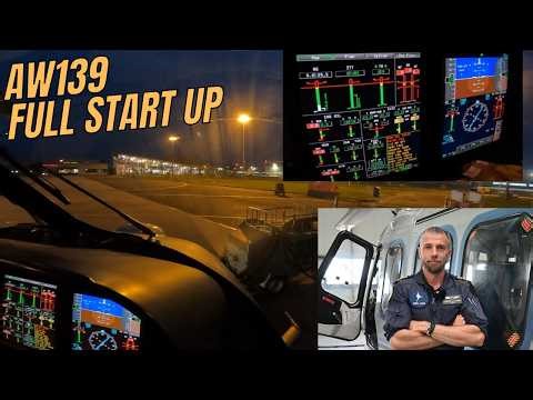 Helicopter Night Departure - Engine Start to Takeoff | AW139