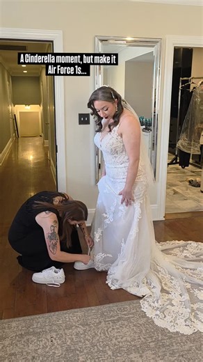 Stepping into forever with a perfect pair... #bride #vintagebride #nikeairforce1 #virginiabeachhairstylists #virginiabeachmakeupartist @glamorizemebyprissyllc | Glamorize Me By Prissy LLC