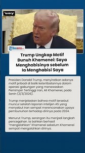 Takut Dihabisi Duluan Jadi Alasan Trump Bunuh Khamenei: Mereka Mencoba 2 Kali, tapi Saya Lebih Cepat