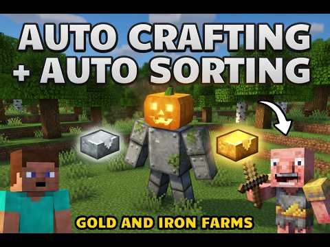 Minecraft Auto Crafter for IRON and GOLD Farms + Auto Sorting System 1.21+