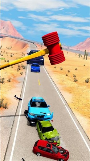 Can a Giant Hammer Stop Those Cars ? BeamNG.drive #BeamNG #beamngdrive