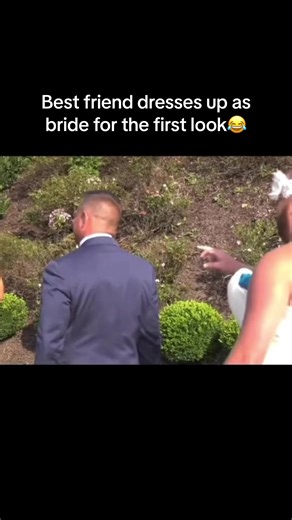 Best Friend Dresses Up as Bride for First Look