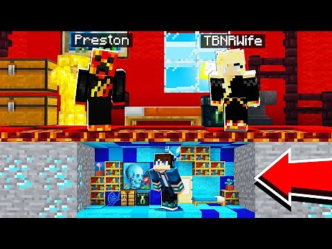I Built a TINY SECRET BASE Inside PRESTON'S HOUSE in Minecraft!