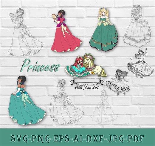 Princess CUSTOMIZABLE SVG-PNG Vector Files for Cricut , Birthday Gift , Vacation Family Gift (digital Download) - Etsy