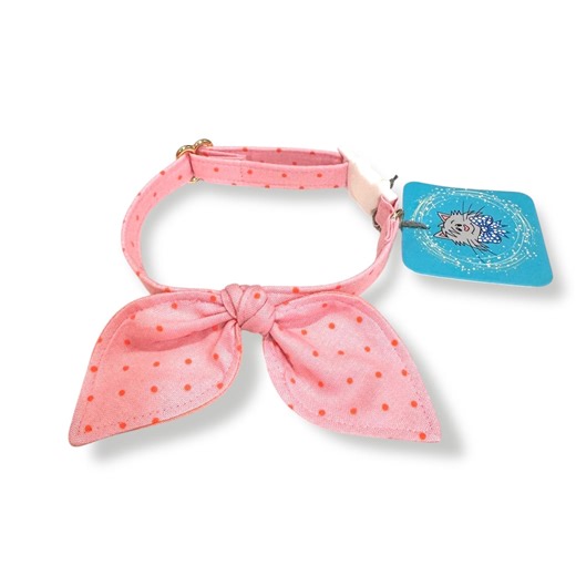 Pink Polka Dot Cat Collar: Bunny Ears Bow Tie, Breakaway Buckle - Etsy