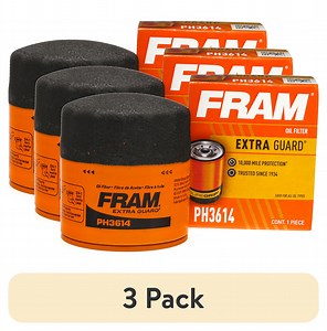 (3 pack) FRAM Extra Guard Oil Filter, PH3614, 10K Miles, Replacement Oil Filter Fits Select Vehicles