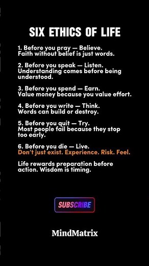 Six Ethics of Life Everyone Should Follow
