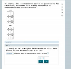 The following tables show relationships between two quantities:... | Filo