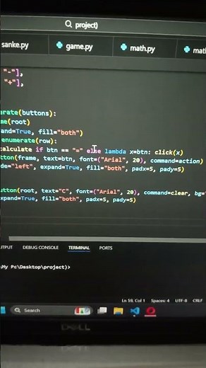 how to create calculator in python using vs code #shortvideo