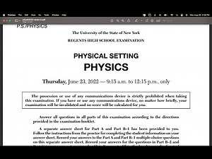 June 2022 Physics Regents Part 1