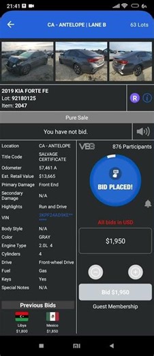 KIA FORTE 2019 USA COPART LIVE CAR AUCTION