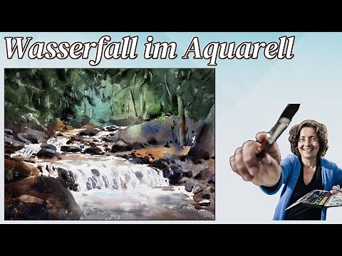 Waterfall in watercolour