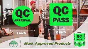 QC Rejected Label Stickers - 2 Inch Round Circle Dot in Vibrant Red Color Coding for Inventory Quality Control Production Line Warehouse Inventory Management Inspection Stickers - 300 Labels per Roll