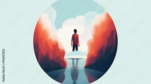 A person shouting angrily at their reflection in the mirror. Psychology art concept. .