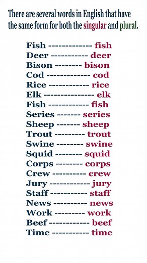 English Language Tips: Singular and Plural Words with the Same Form