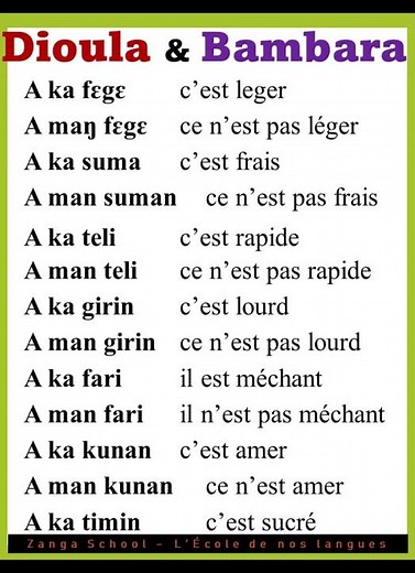 Learn Dioula Bambara Malinké - Lesson on stative verbs | Zanga School Courses