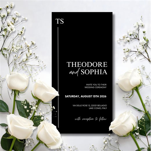 Old Money Style Invitation Template | Modern Wedding | Black & White Invite (digital Download) | Canva - Etsy