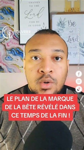 🚨🔥LE PLAN DE LA MARQUE DE LA BÊTE RÉVÉLÉ DANS CE TEMPS DE LA FIN !🚨 Ce monde prépare les corps, mais Dieu cherche encore les cœurs. La marque ne commence pas sur la main, elle commence dans l’âme. Avant le système, il y a la soumission intérieure. Avant la technologie, il y a le renoncement à la vérité. Il est encore temps de s’humilier, temps de revenir à Jésus, temps de laver nos vêtements dans le sang de l’Agneau. 📖 « Humiliez-vous devant le Seigneur, et Il vous élèvera. » —Jacques 4:10 «