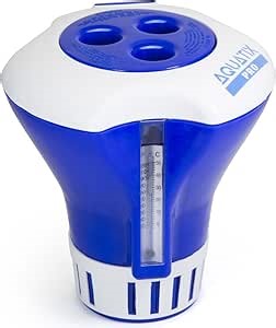 Aquatix Pro Pool Chlorine Floater Dispenser with Thermometer for 1 to 3 inch Tablets, Large & Durable Floating Dispenser for Spa, Hot Tub, In-ground & Above Ground Pools, Adjustable Flow Rate