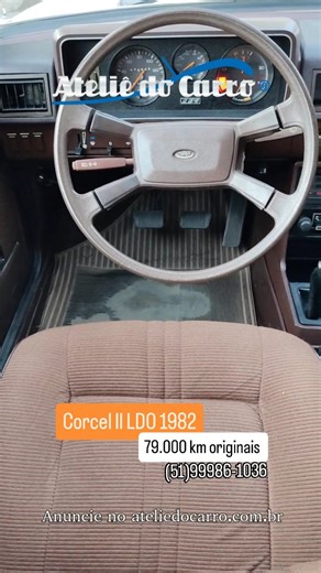 CORCEL II LDO 1982 – 1.6 5M - 79.000 KM Originais! Um verdadeiro sobrevivente dos anos 80, preservado sem reformas ou restaurações! * Placa preta e documentação rigorosamente em dia * Manual, cartão do proprietário e chave reserva no estojo da concessionária * Interior 100% original, em raríssima conservação * Rara configuração de fábrica: carburador de corpo duplo, relógio digital com cronômetro, conta-giros, rádio Philco Ford AM/FM Mono com fader, porta-objetos e rodas originais com pneus novo