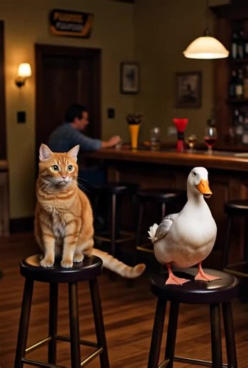 A bossy man walked into a bar… And ordered everyone a round. #bar #duckvscat #Jokes