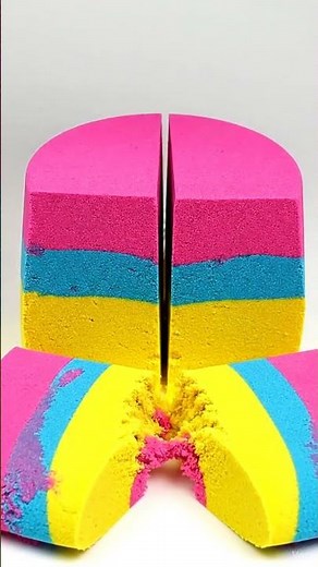 Satisfying Pink-Cyan Sand Slice & Smash | Viral ASMR Short #asmr #satisfying #kineticsand