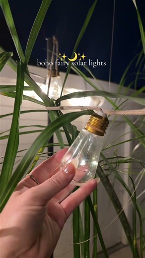 Outdoor ferry string lights that are all solar powered! Perfect Boho lights for your backyard patio