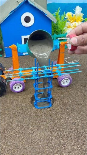🚜 Mini Tractor Making Cement Pillar | Amazing DIY Machine #shorts