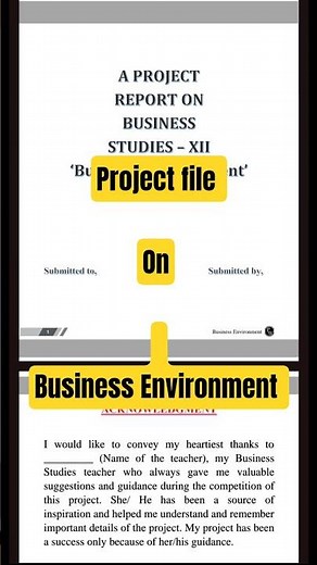 Business Studies Project On Business Environment Class 12th #ytshaorts #project #classxii #shortvide
