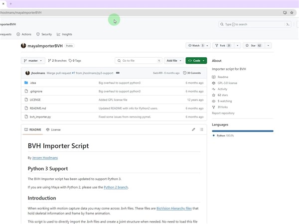BVH 文件导入 MAYA，并且隔帧删除关键帧