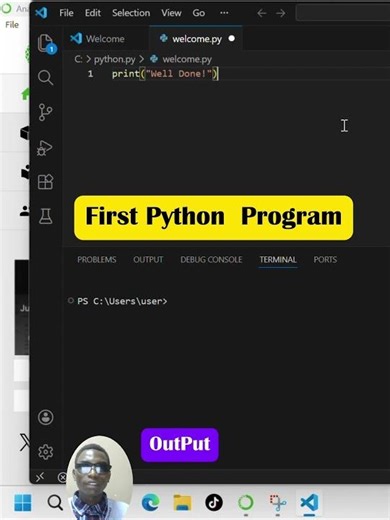 Your First Python Program in 10 Seconds! 😲 Print ‘Well Done!’ Like a Pro
