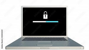 4k,Loading process on the computer screen,bigital lock open.