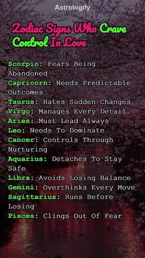 Zodiac Signs Who Crave Control In Love #zodiac #zodiacsigns #astrology #horoscope #tarot