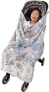 funlife 4 Season Anti-Kicking Ultra Soft Fleece Stroller Blanket,Height Adjustable Feature for Temp Regulation, Breathable Lightweight Glow in Dark Nursery Bedding Blanket Toddler Size:30"*40"