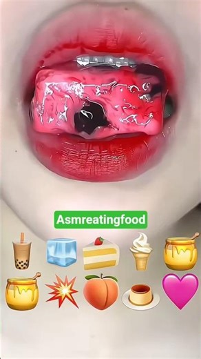 ASMR EMOJI FOOD🍺🧊🍰🍦🍯🍑❤#asmr #shortsfeed #satisfying #short