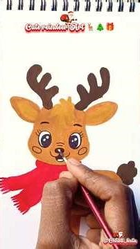 Cute Reindeer Drawing 🦌✨ | Easy Christmas Art Tutorial#‎⁨@Chhoti_kala⁩ #christmas #drawing #art