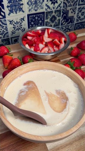 RECETA FRESAS CON CREMA😍🍓 #recetas #fresasconcrema