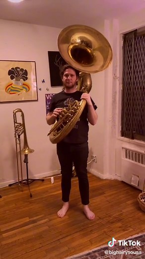 Dynamic Tuba Performance at Marching Band Show