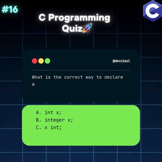 What is the correct way to declare an integer variable? | C Programming Language #coding #shorts