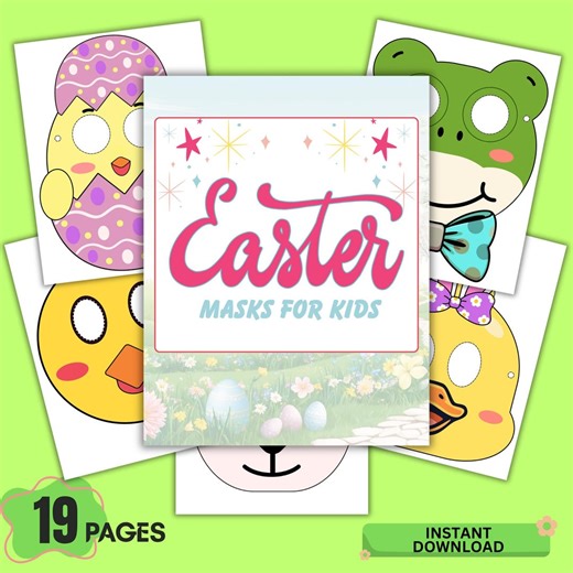 Easter Masks Printable for Kids, DIY Bunny Chick Animal Mask Template, Coloring Easter Activity PDF, Preschool Craft, Instant Download - Etsy