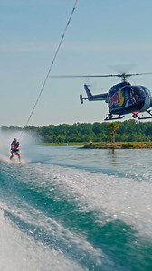 SOUND ON 🔊 This audio is rad - "Hold whatcha got!" Repost • @redbull & @parxxx helicopter ✅ boat ✅ shoes ❌ 🏄‍♂️: @parxxx 🚁: @aaronfitzgerald105 📍: @redbullusa #redbull #givesyouwiiings #energydrink #wakeboarding #helicopter #watersports #barefooting | Wakeboarding