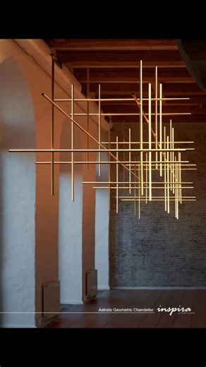INSPIRA LIFESTYLES on Instagram: "Designed to fill space with intention. The Astralis Geometric LED Chandelier is a sculptural lighting statement created for double-height ceilings and expansive interiors. Its architectural grid of linear LED elements delivers warm ambient light while adding structure, depth, and modern presence to staircases, dining areas, atriums, and open-concept spaces. From residential interiors to hospitality, retail, and commercial environments, Astralis offers adjustable