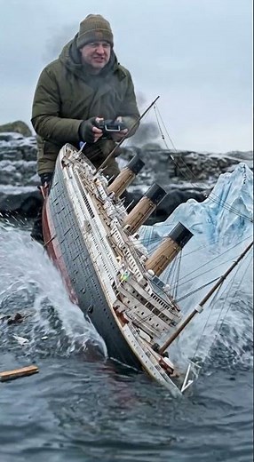 Tiny Ocean Liner Sinking Looks Real 😱 #rcboats #shipwreck #titanic #miniatureships #viral