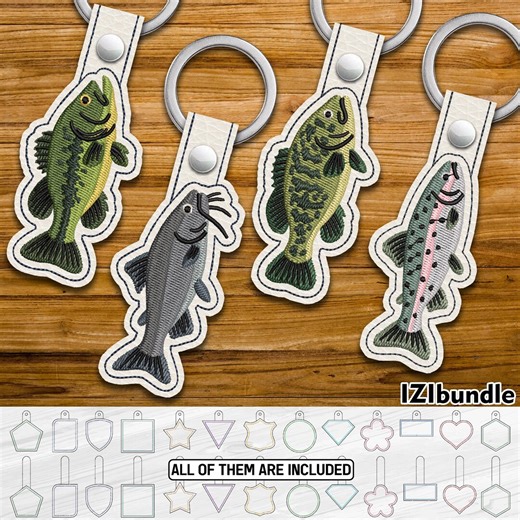 Snap Freshwater Fishes Embroidery Keychain Design, Snap Key Fob Tab (digital Download) ITH - Etsy